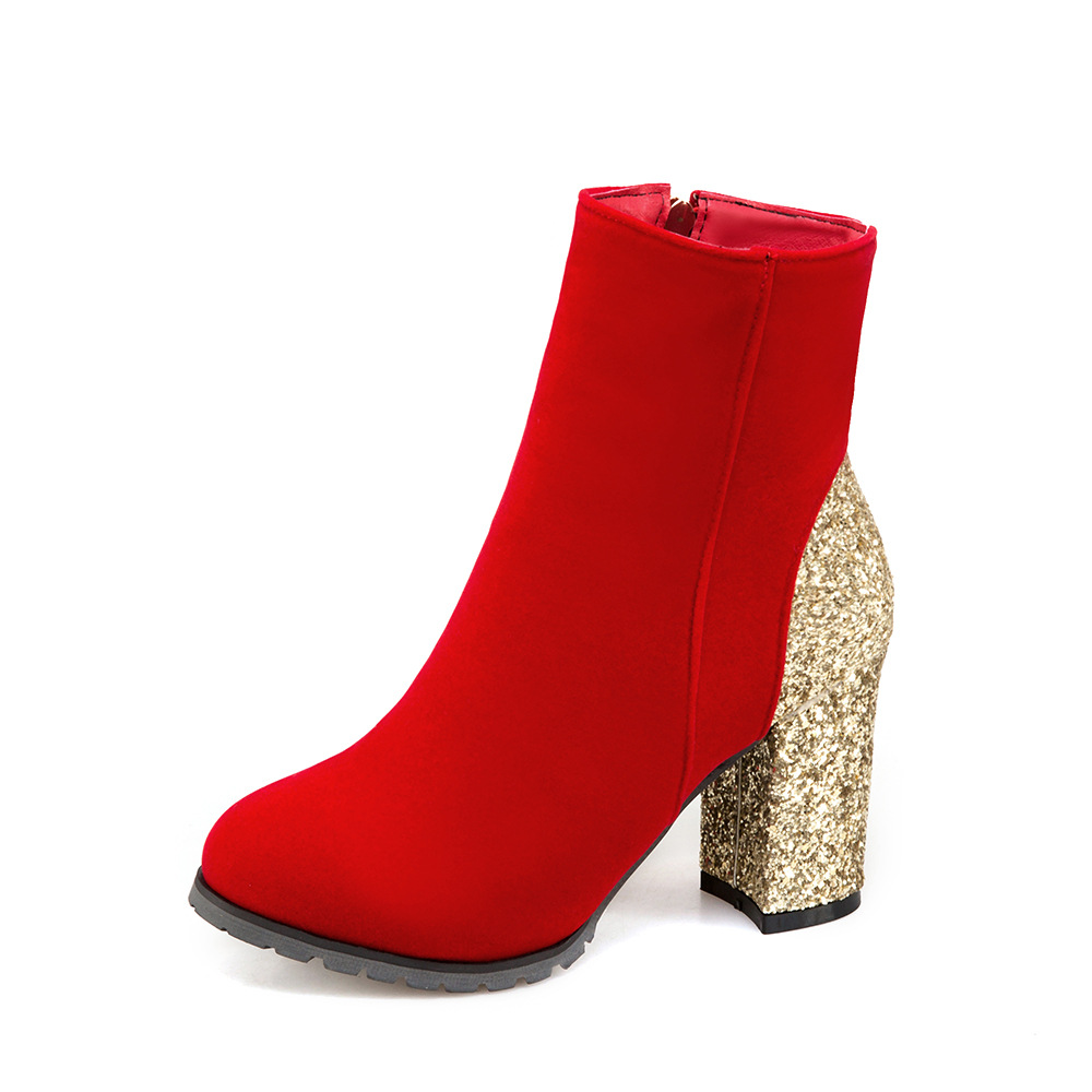 Fashion Women's Sequined High Heel Ankle Boots