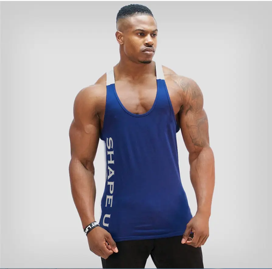 Men's U-neck Contrasting Color Sports Vest Men's Breathable Running Training Jacket