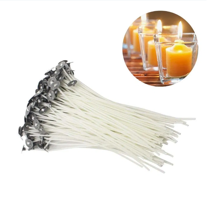 Pre-Tabbed Cotton Candle Wicks – 100-Pack of 6-Inch Natural Cotton Cores for DIY Candle Making and Crafting