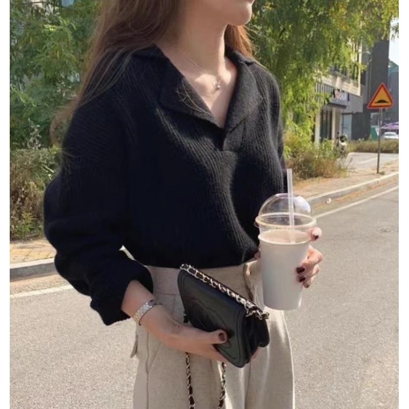 Cardigan Temperament V-neck Thin Stiff Striped Sweater