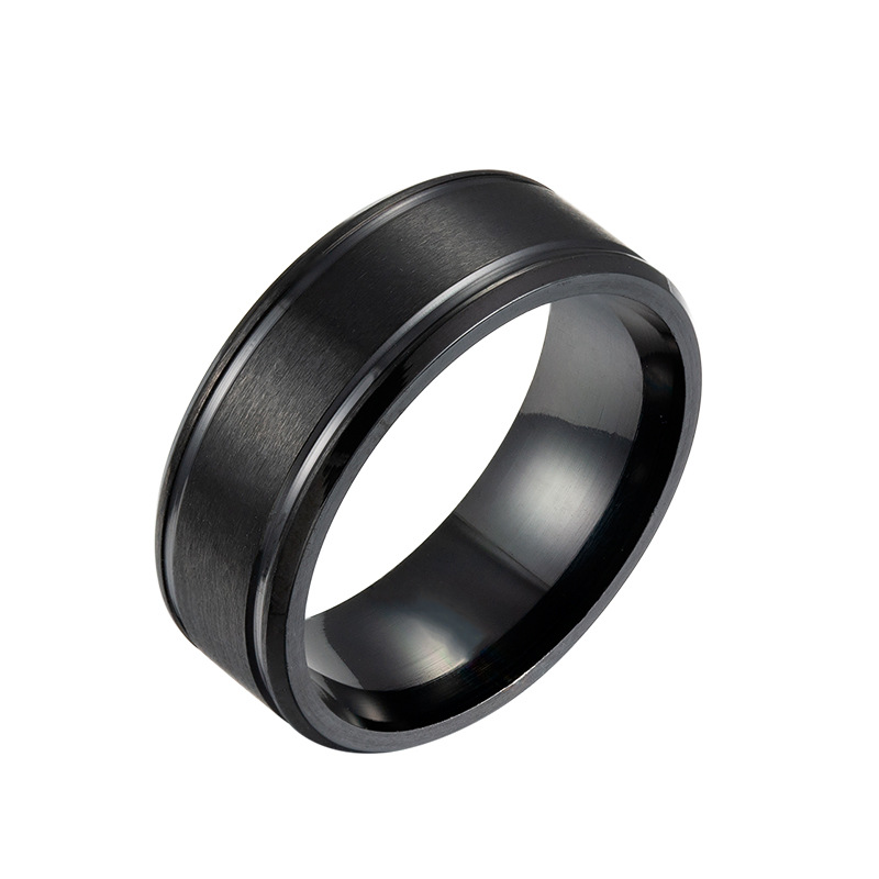 Matte Double Beveled Simple Men's Ring