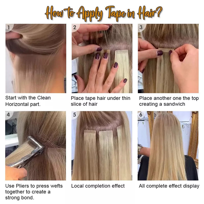 Double Pull Full Virgin Real 50g Hair Extension Long With Weft Invisible Skin Weft 20 Thick Seamless Human Hair - Image 6