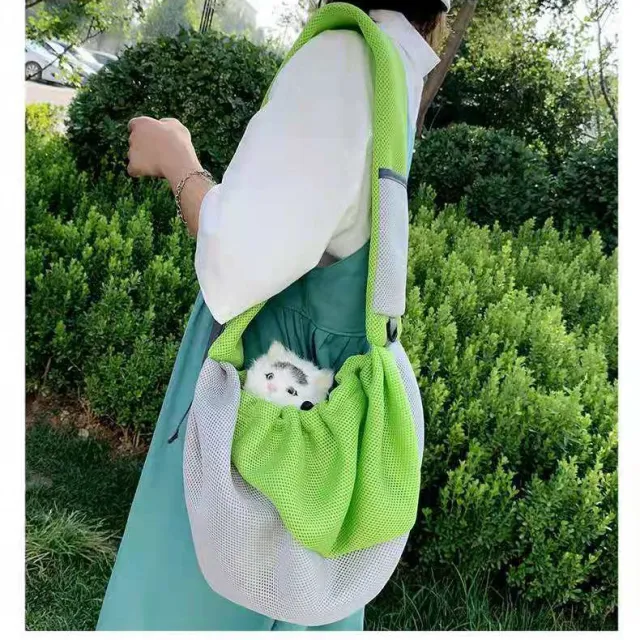 Cat And Dog Travel Portable Messenger Shoulder Bag Breathable Mesh Green - Shop at LoveMi