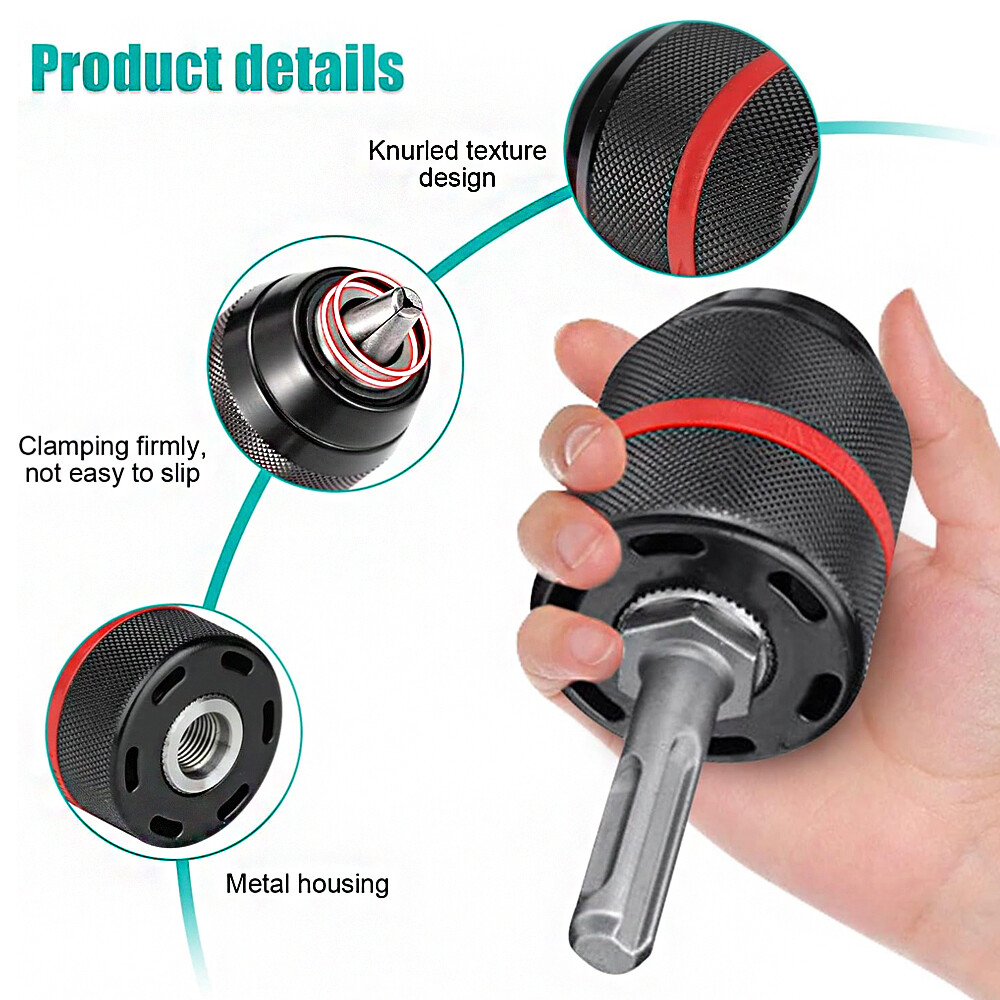 2-13mm Keyless Impact Drill Chuck Adapter 1-4 Hex, SDS Plus 1-2 Metal Heavy Duty — image 2