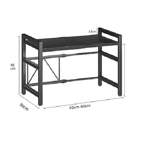 Black Single-layer Double Bar With 6 Hooks And Extendable Kitchen Storage Rack — image 5