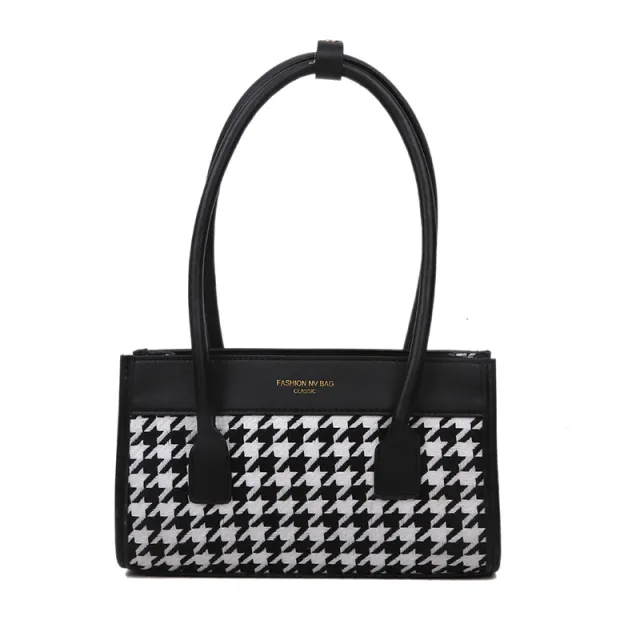 New Tide Autumn Winter Fashion Versatile Plaid Hand Carry Bags Black - Shop at LoveMi