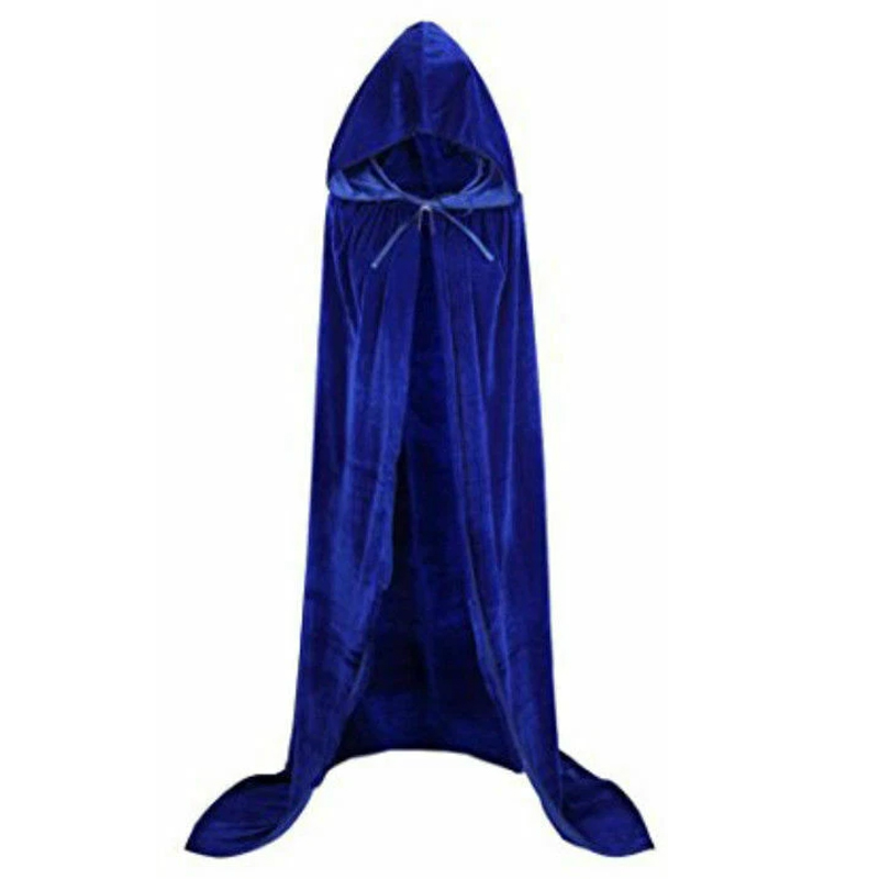 Halloween Hooded Velvet Cloak Robe Medieval Witchcraft Cape Vampire Costume — image 5