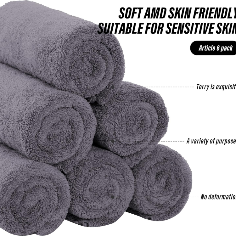 Lot de 6 serviettes à main de qualité supérieure – séchage rapide – serviettes – Image 2
