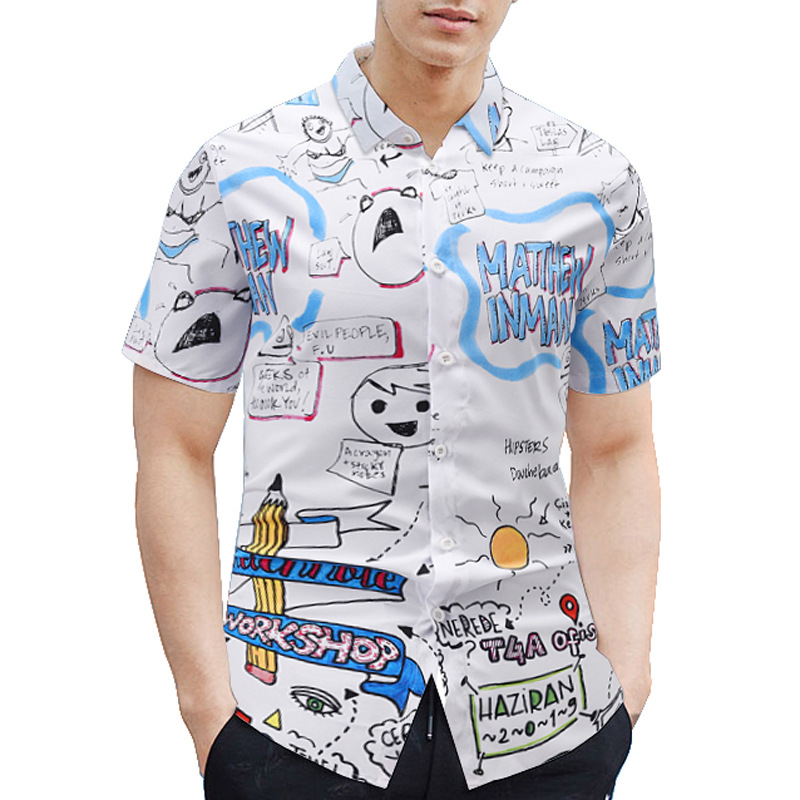 Title 2, Graffiti Short-sleeved Shirt Men