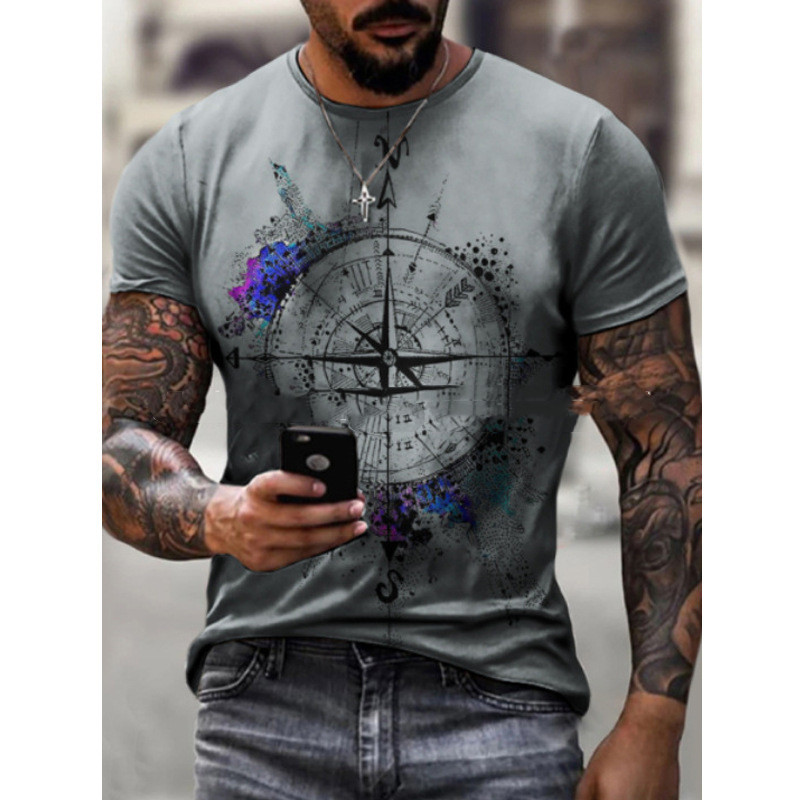 European And American New Men's Round Neck Slim Fashion T-shirt - 4