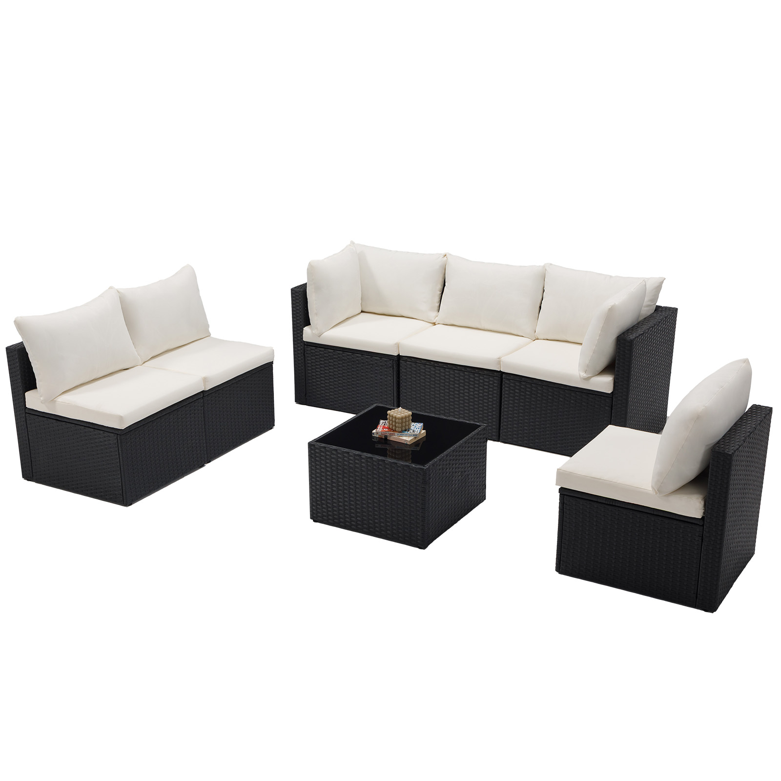 Order A-B Together--7-piece Outdoor Patio Settee, Modular Wicker Furniture Set, Featuring 2.8-inch Thick Cushions And Adjustable Footrests, Outdoor Sofa - Image 1