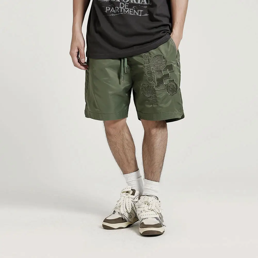 Men's Embroidered Letter Thin Sports Shorts