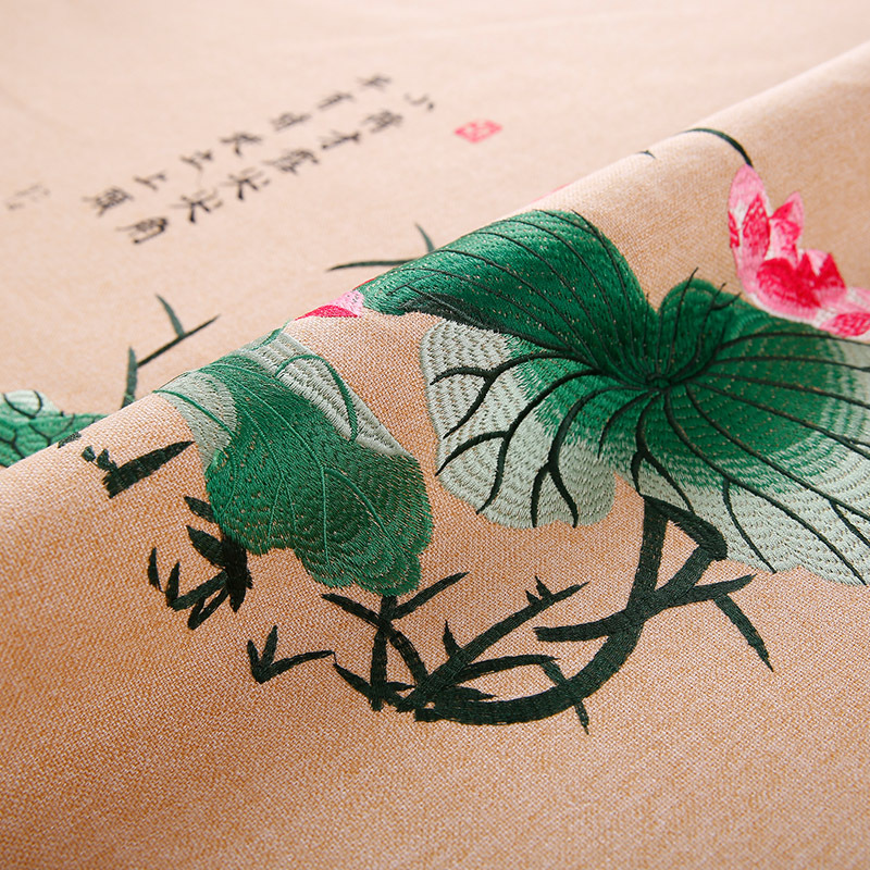 Embroidered Peach Bird Mahogany Sofa Cushion Fabric — image 1
