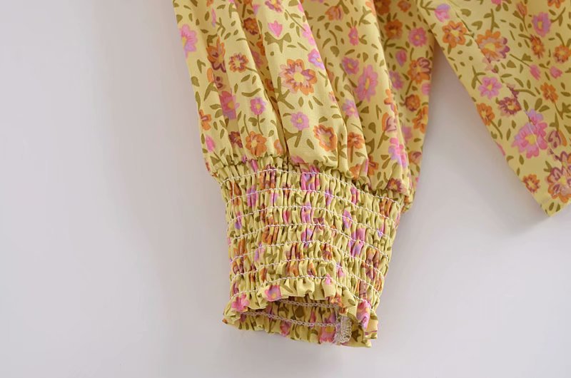 Water Print Long-sleeve Fringed Loose Shirt