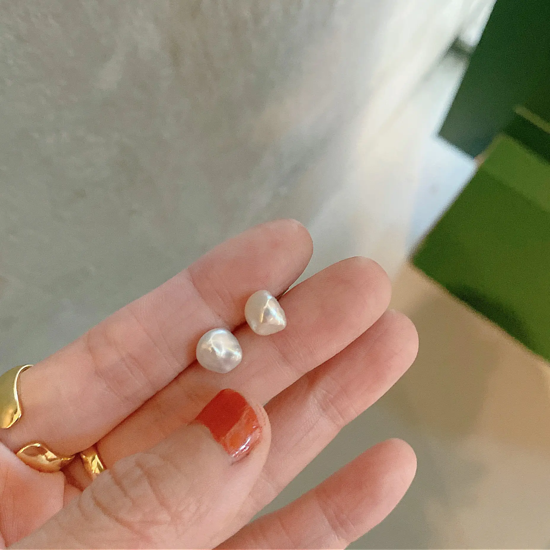 Sterling Silver Freshwater Baroque Pearl Stud Earrings Simple