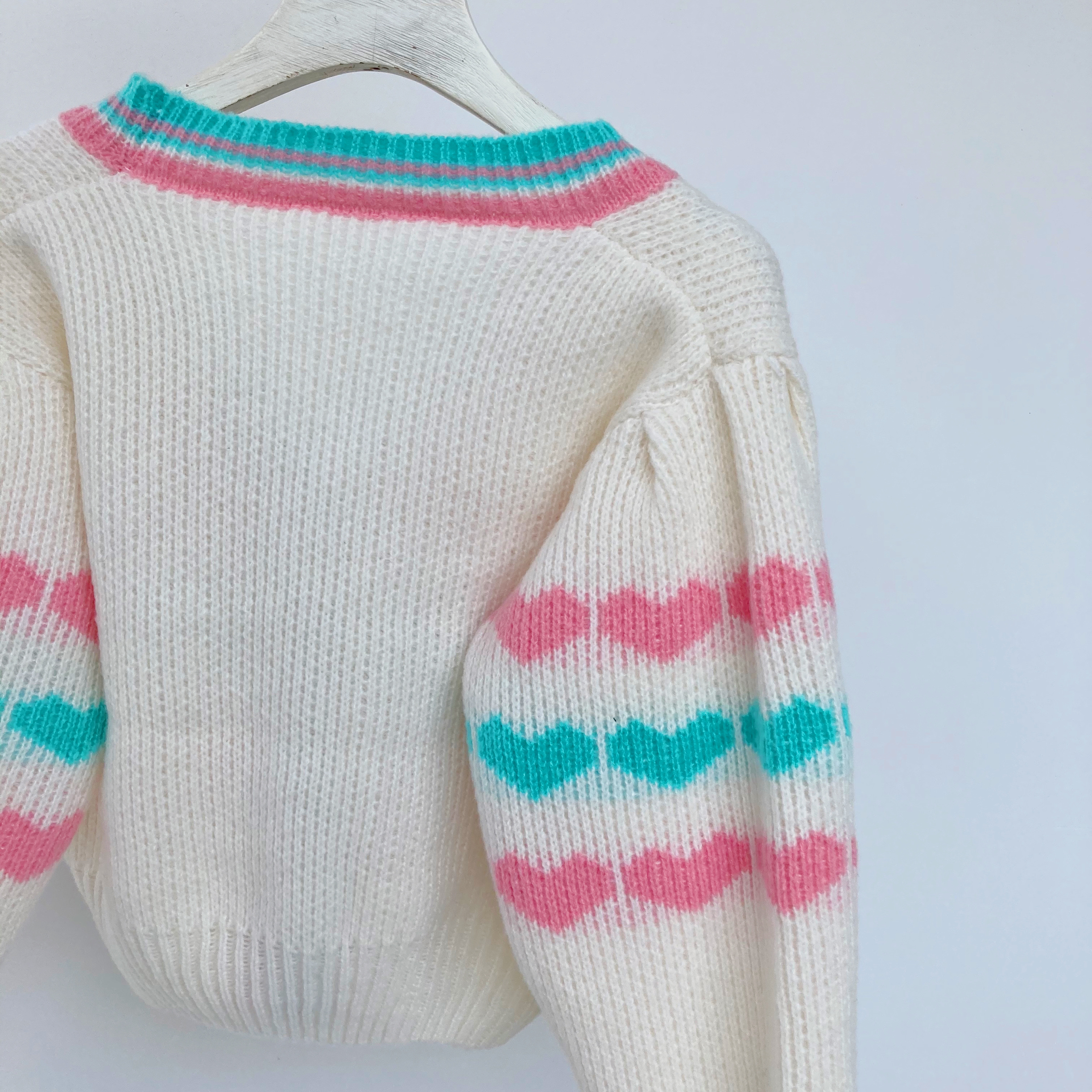 Top Long Sleeve Striped Sweater Cardigan Jacket Retro Knit