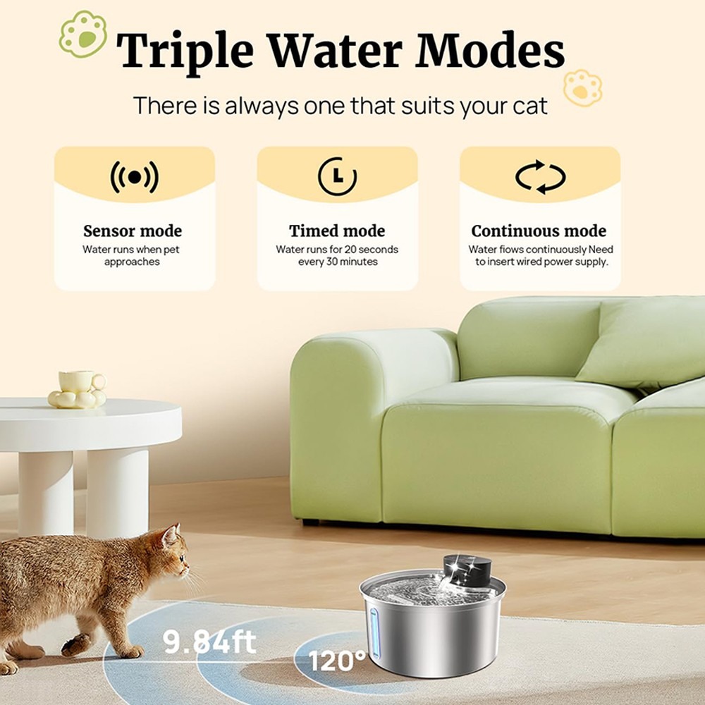 3.2L Wireless Automatic Pet Water Fountain, 3 Modes Sensor Drinking Dispenser — image 7