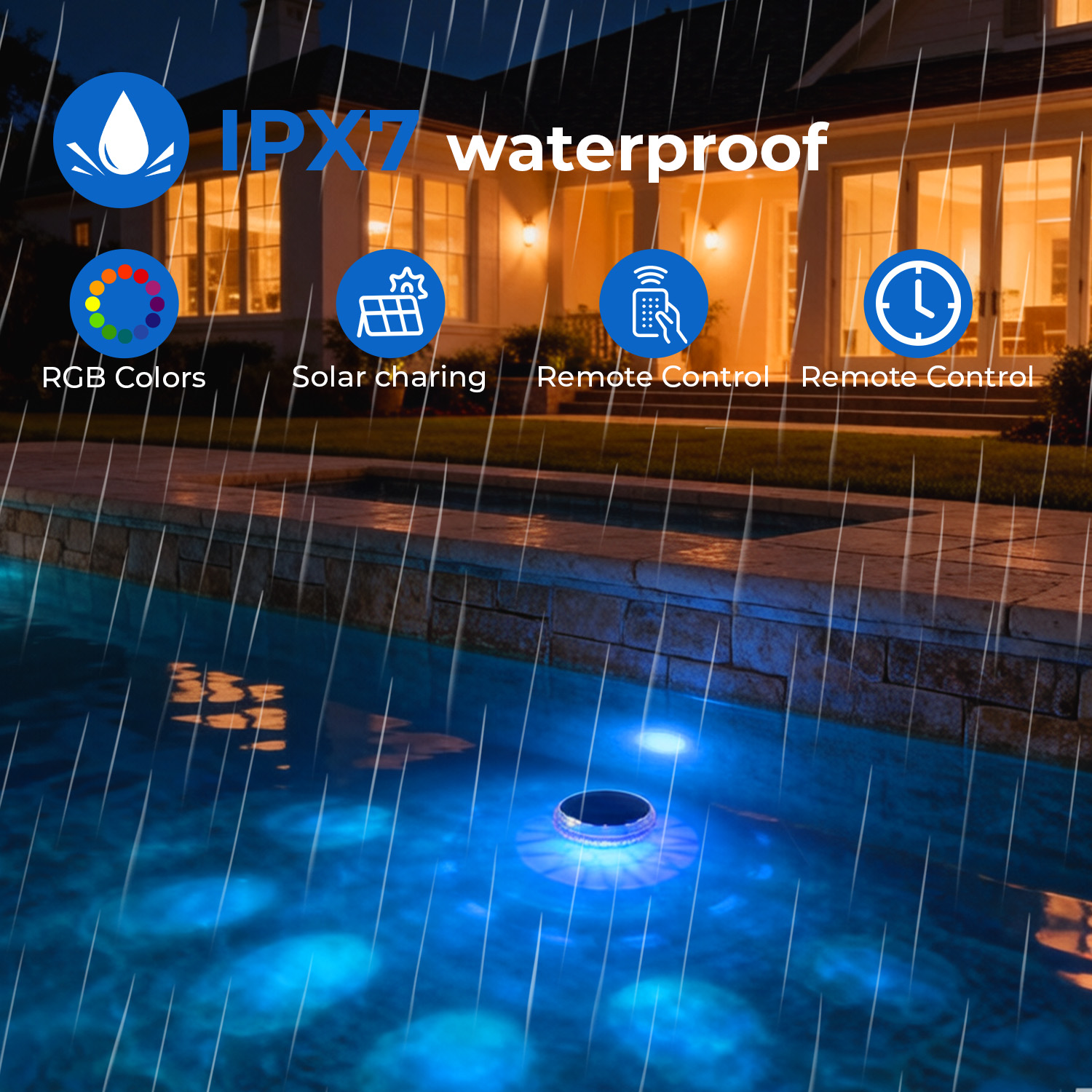 Solar Floating Pool Light, Solar Powered Pool Light That Float With Remote Control, 12 Lighting, 3 Timing Mode, IPX7 Waterproof Lights For Above Ground Swimming Pool, Bathtub, Pond Decor, 1-Pack — foto 7