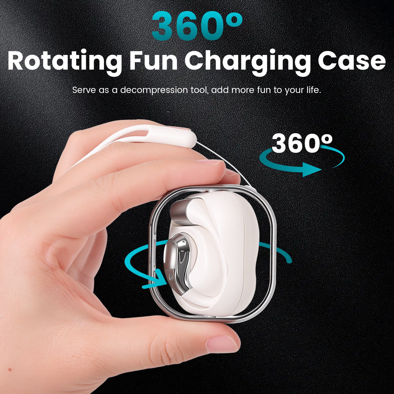 Open-Ear AI Translation Earbuds 165 Language Real Time AI Headphone Wireless 6.0 Translating Earbuds With 360 Degree Rotating Charging Case Lanyard For Travel Meetings Language Learning thumbnail 14