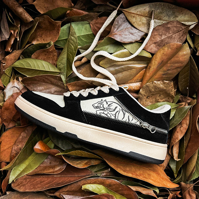 Men's Fashion Print Zip-Up Casual Sneakers