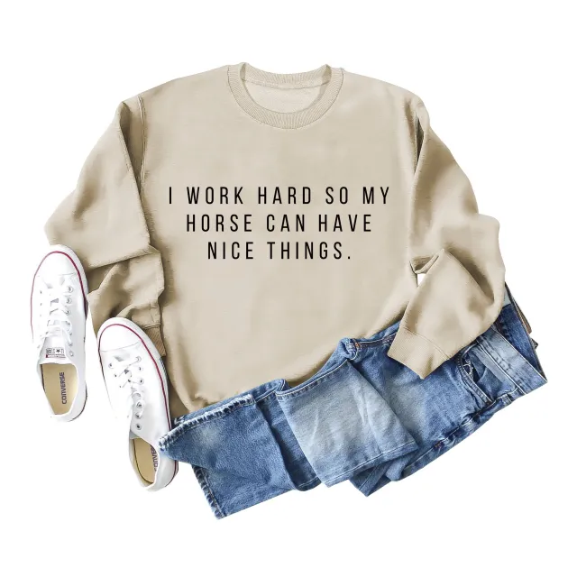 Women's Letters Casual Autumn Winter Sweater Sand Color Xl - Shop at LoveMi