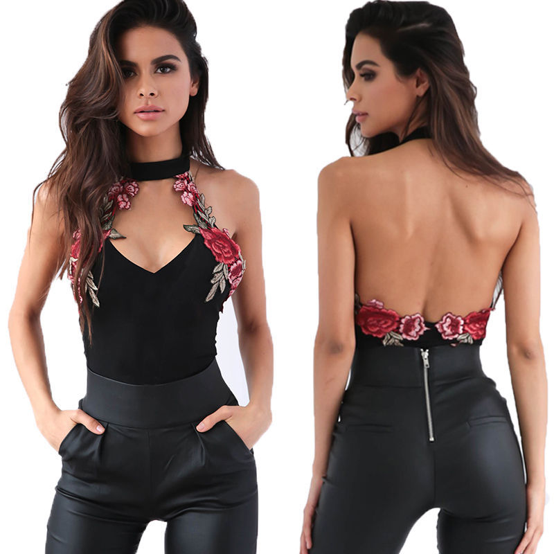 Title 6, Embroidered Halterneck Sexy Jumpsuit