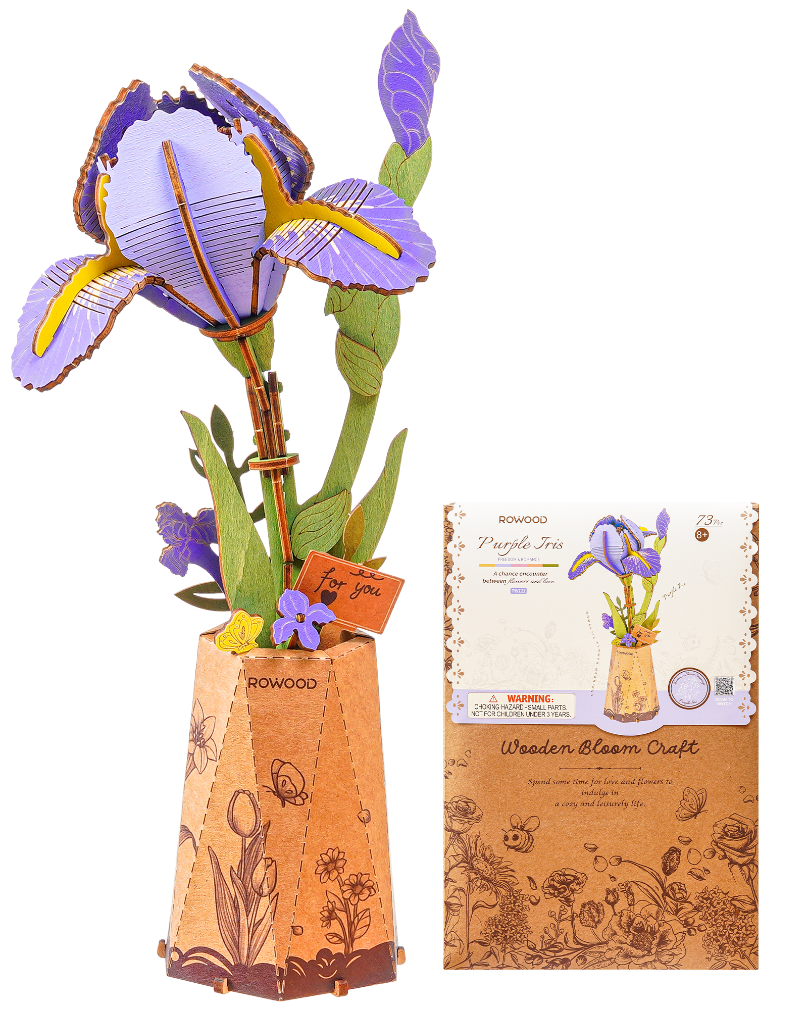 Rowood 3D Wooden Rose Bouquet - DIY Adjustable Flower Model Kit, No Glue Required, Suitable For Adults' Home And Table Decorations, Suitable For Adults And Teens, A Valentine's Day Gift For Women