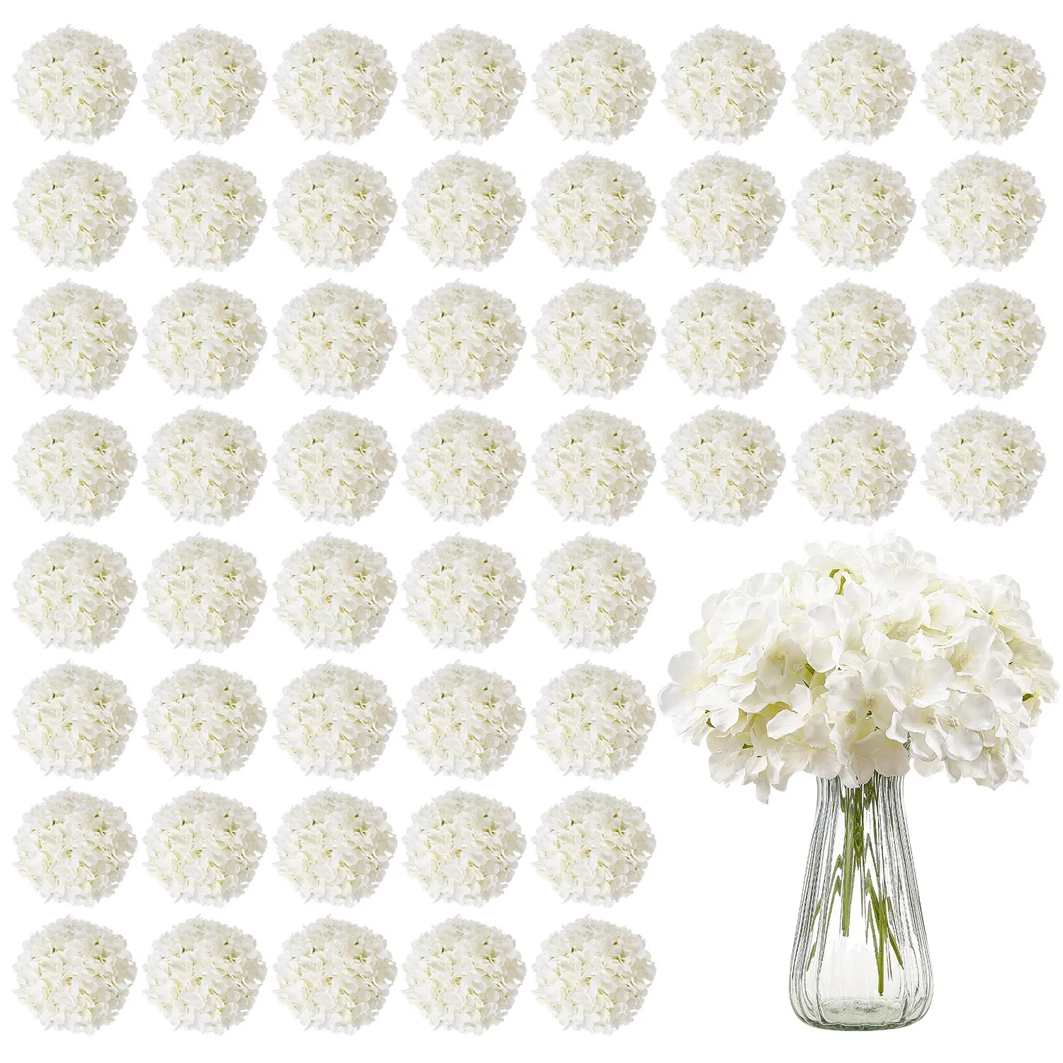 Artificial Flowers, 65 Pcs Real Looking White Silk Fake Hydrangea Bulk, White Faux Bridal Shower With Stems For DIY Wedding Bouquets, Home Centerpieces Arrangements, Party Tables Decorations image 9