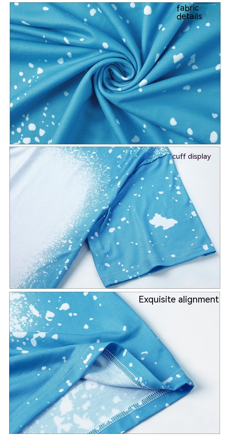 Tie-dyed Printed Short-sleeved T-shirt, A Family Of Four Loose Parent-child Clothes