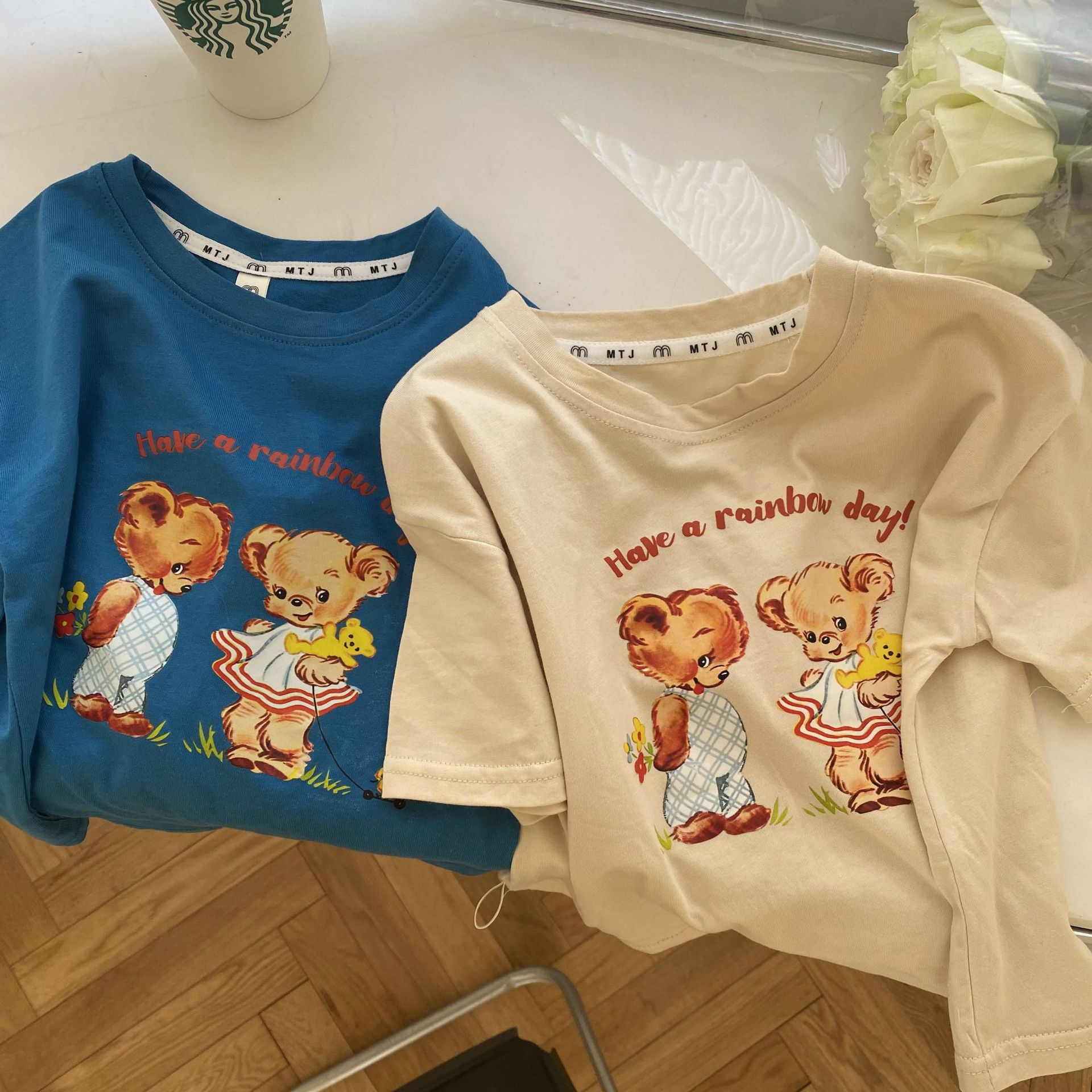 Girls' Baby Cartoon Cotton Short Sleeve