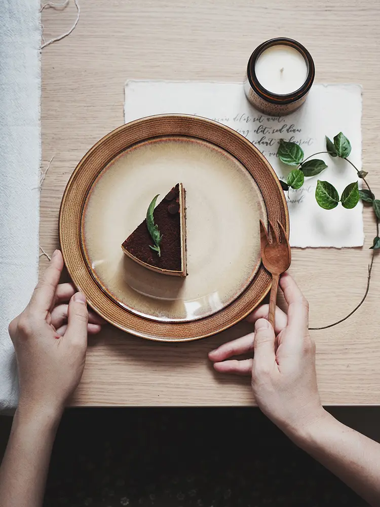 Retro Ceramic Round Shallow Dish for Serving Food