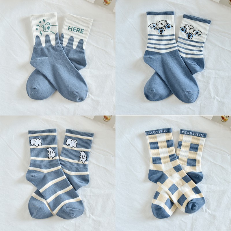 Title 3, Cute Japanese Cartoon Blue Striped Stockings fo...