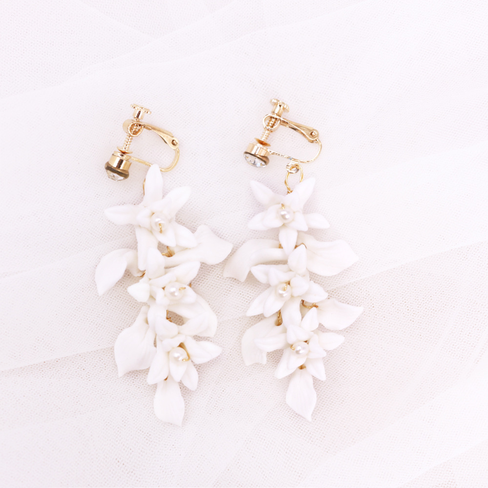 Title 3, Gold And Silver Dual Color Ceramic Flower Earrings