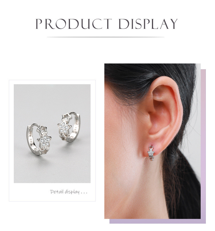S925 Sterling Silver Star Earrings With Diamonds