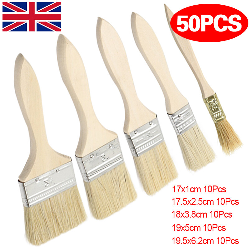 50x Economy Paint Brushes Disposable Decorating Fence Artist Paint Brushes
