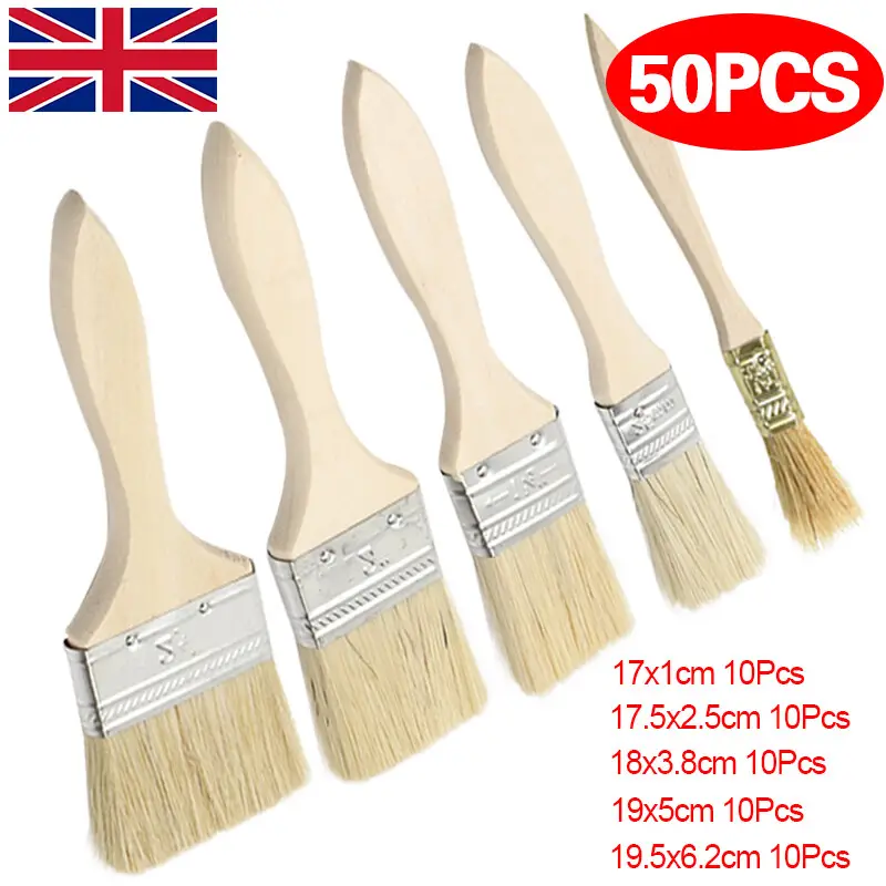 50x Economy Paint Brushes Disposable Decorating Fence