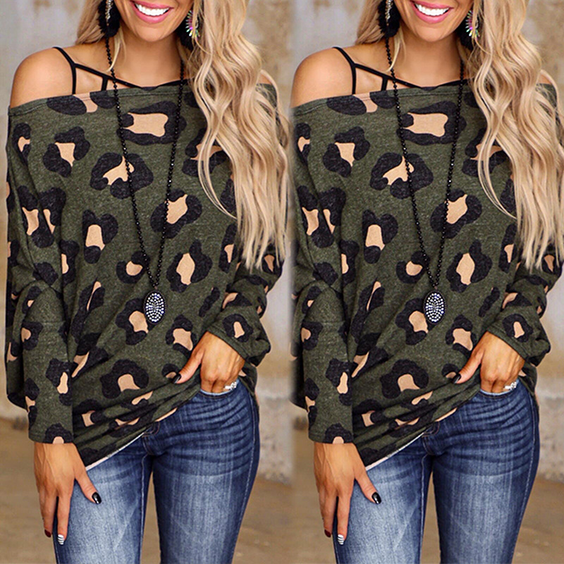 European And American Printed Long-Sleeved Loose Casual Top