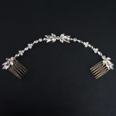 Bun Hair Accessories Crystal Flower Style Hair Comb To Comb - Gold - View 1