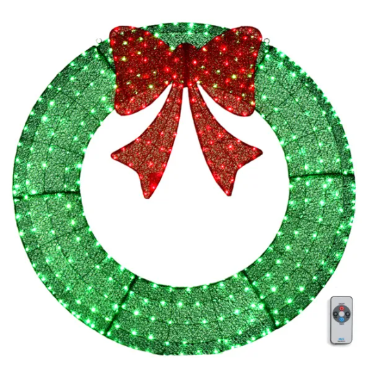 60in Pre-Lit Outdoor Christmas Wreath Decoration, LED Metal Holiday Decor For Home Exterior, Garden W 400…