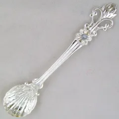 Creative Retro Pattern Alloy Stirring Dessert Spoon - Silver - View 1