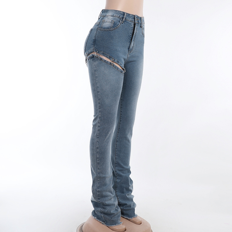 Title 15, Jeans Statement a vita alta, slim e con dettagl...