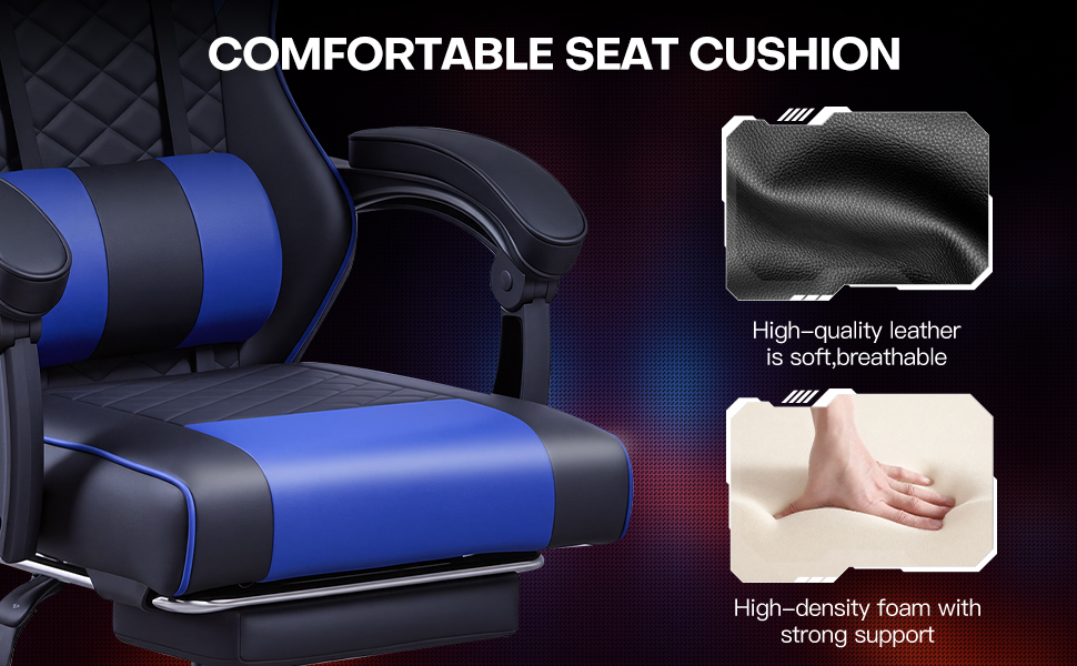 Racing Style Gaming Chair With Footrest,PU Leather,Massage Lumbar — image 11