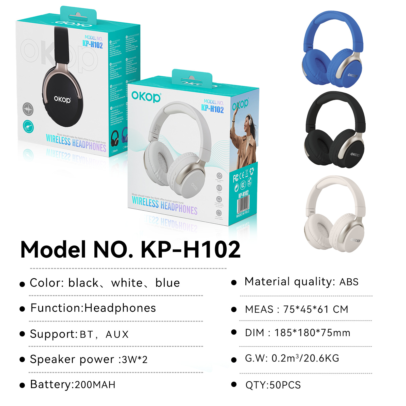 KP-H102 Over-Ear Bluetooth Headphones In Stock Best-Seller Features Call Noise Cancellation Low Latency Hi-Fi Sound Quality Long Battery Life And Sound Leakage Prevention 4