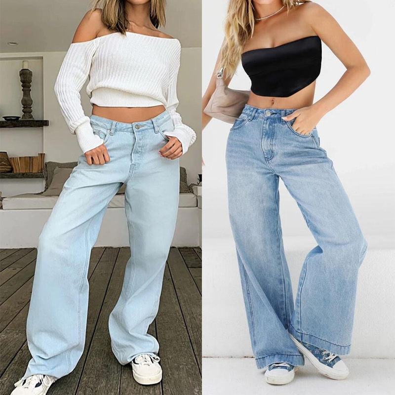 Title 2, High Waist Loose Wide Leg Womens Jeans - Amazo...