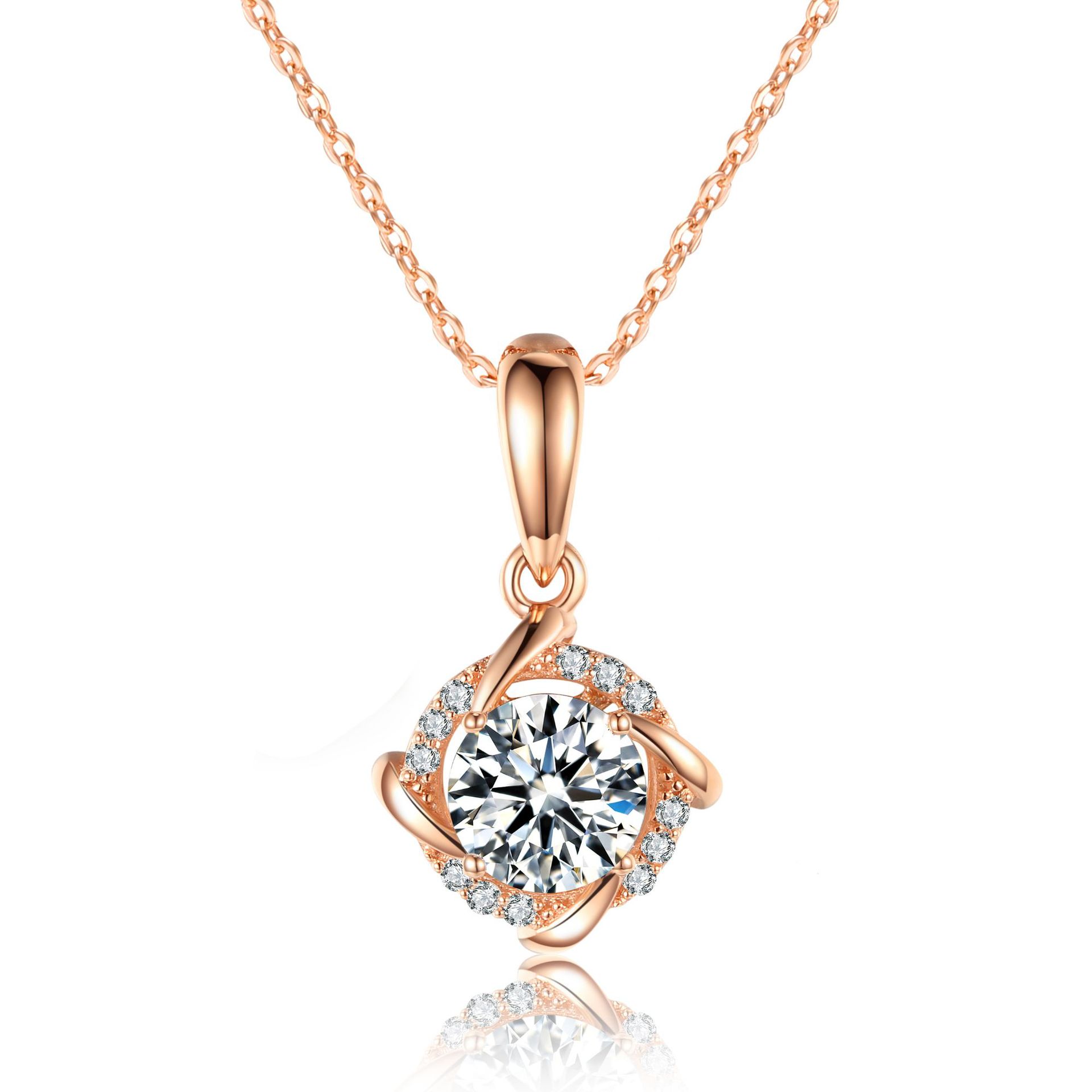 S925 Sterling Silver 1ct D-VVS1 Moissanite Necklace, Twisted Pendant Design, Platinum Plated 40&45cm Chain, GRA Certified Jewelry Gift Box