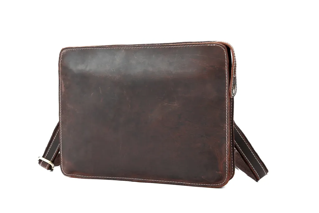 Vintage Leather Shoulder Crossbody Bag - Black