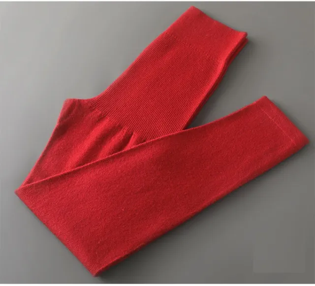 Autumn And Winter Women's Woollen Pants Warm Keeping Nine Point Leggings Red - Shop at LoveMi