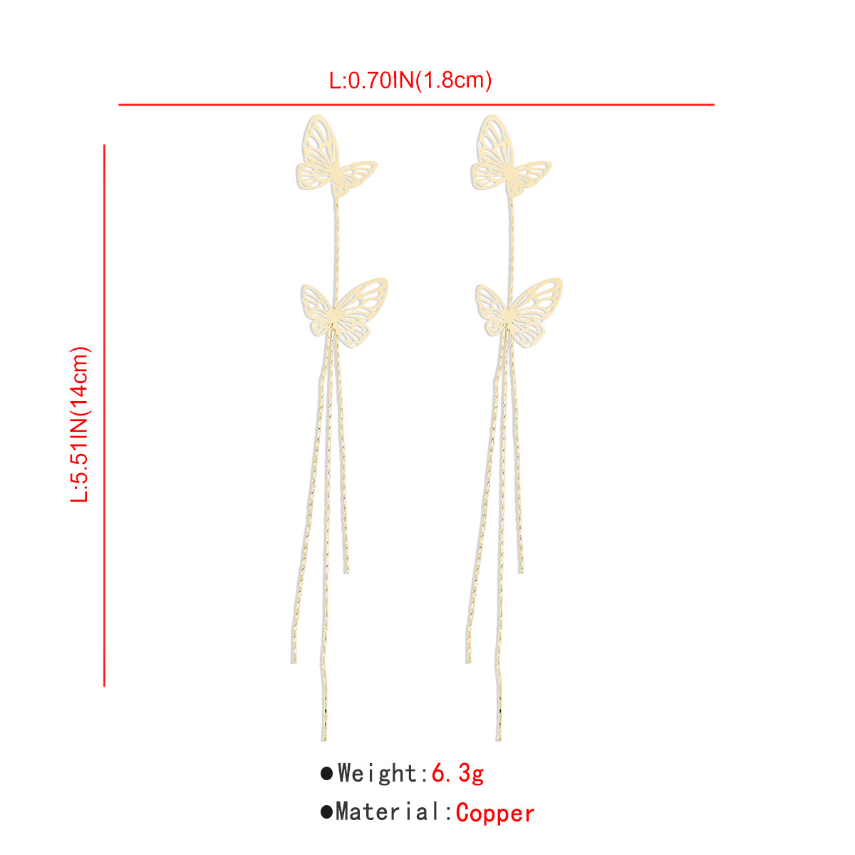 Title 1, Long Tassel Fairy Earrings Hollow Butterfly