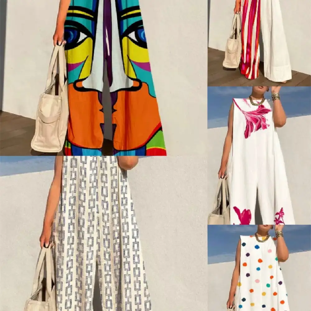 Fashionable Wide Leg Printed Jumpsuit
