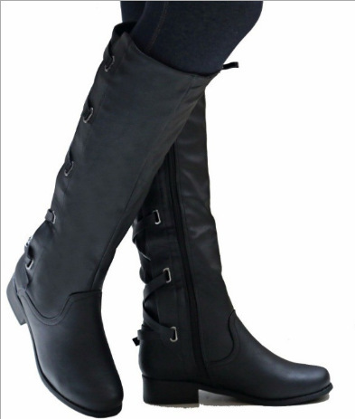 Title 8, Lace-up Boots Round Toe Low Heel Rider Boots